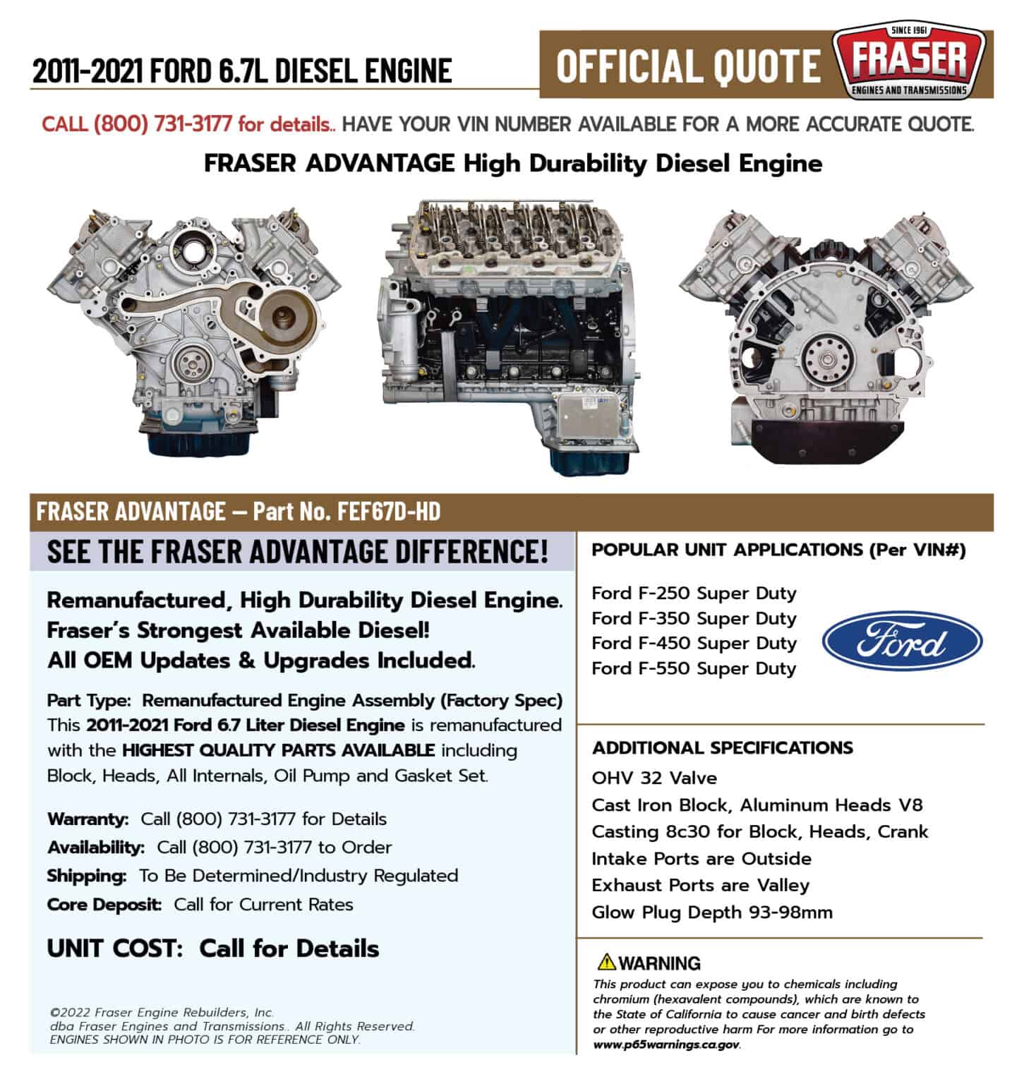 6 7l ford diesel engine fraser engines and transmissions