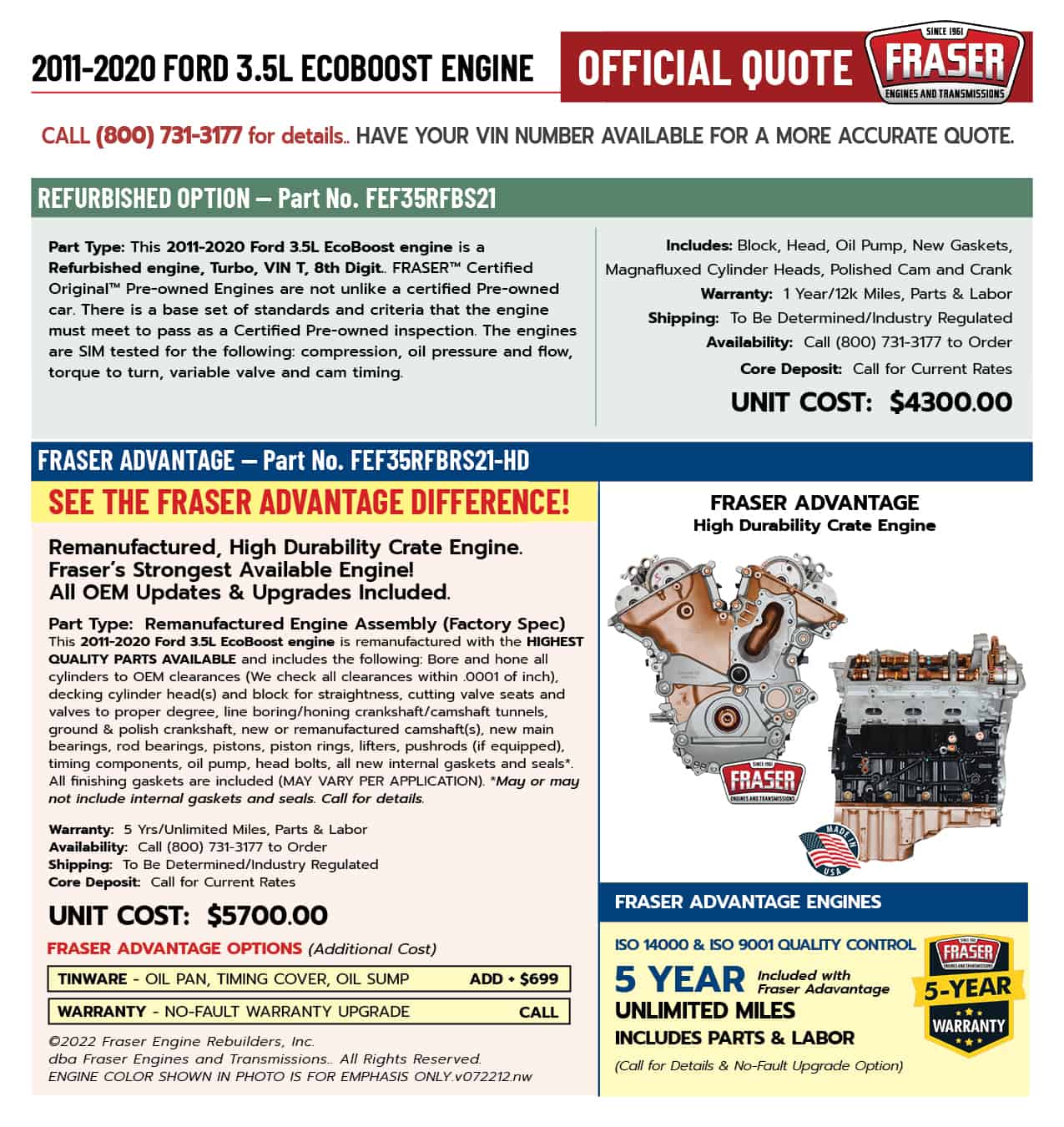 2011-2020 Ford 3.5L EcoBoost Engines
