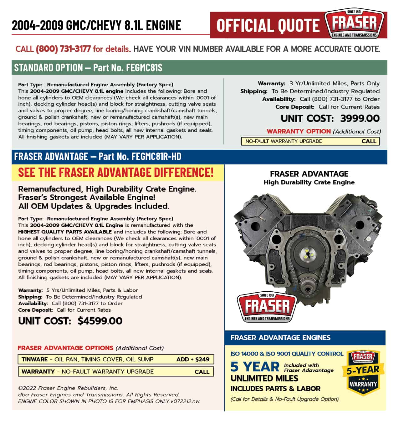 2004-2009 GM/Chevy 8.1 Liter Engine